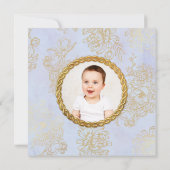 第1 Boy誕生日の王子のロイヤルブルーの金ゴールドの写真 招待状 (裏面)