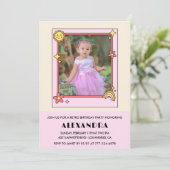 第2の誕生日の招待レトロGroovyピンクフローラ 招待状 (スタンド正面)