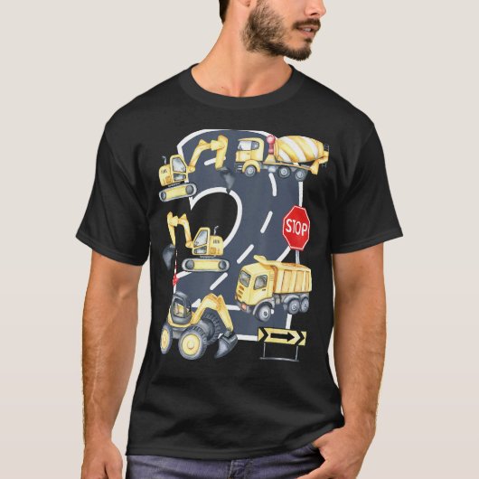 第2の誕生日パーティー2年の古い建築トラックBi Tシャツ (正面)