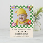 第2の誕生日招待状レトロGroovy花 招待状 (スタンド正面)