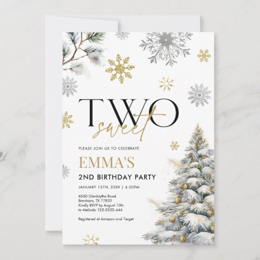 第2の誕生日招待状、ウィンターツー誕生日 招待状 (正面)