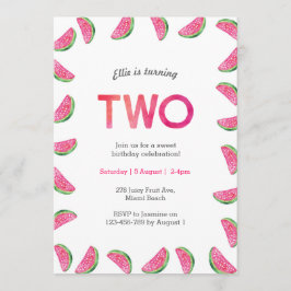 第2の誕生日招待状 |熱帯スイカピンク 招待状