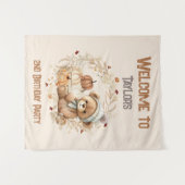 第2の誕生日秋ベアウェルカムサインタペストリー タペストリー (正面(横))