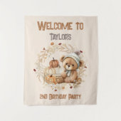 第2の誕生日秋ベアウェルカムサインタペストリー タペストリー (正面)