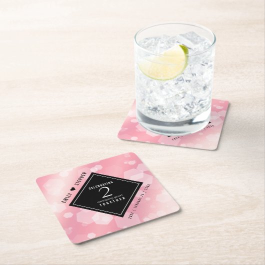 第2エレガントバラクォー結婚ツ記念日 スクエアペーパーコースター (インサイチュ)