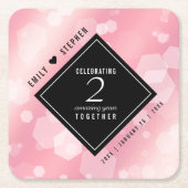 第2エレガントバラクォー結婚ツ記念日 スクエアペーパーコースター (正面)
