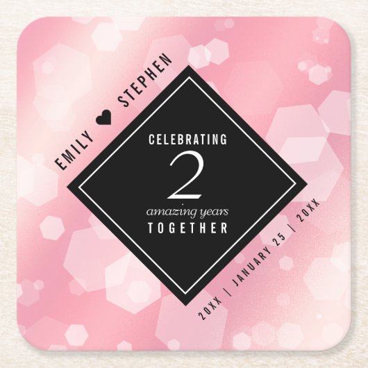第2エレガントバラクォー結婚ツ記念日 スクエアペーパーコースター (正面)