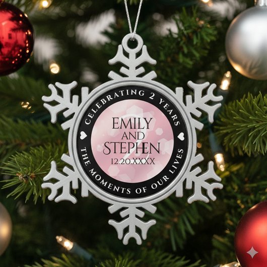 第2エレガントバラクォー結婚ツ記念日 スノーフレークピューターオーナメント