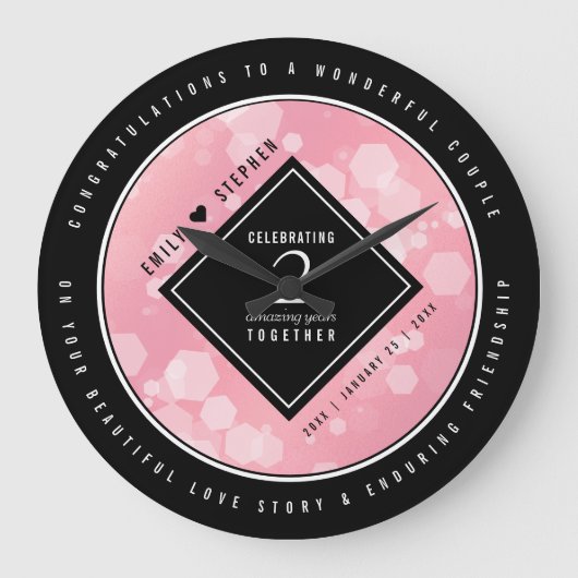 第2エレガントバラクォー結婚ツ記念日 ラージ壁時計 (正面)