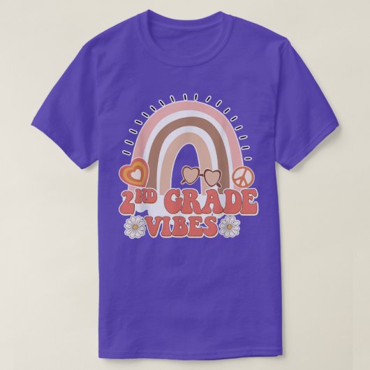 第2グレードレトロ70sレインボー新学期S Tシャツ (デザイン正面)