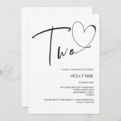 第2シンプル誕生日招待状2つのハート金ゴールド 招待状 (正面/裏面)