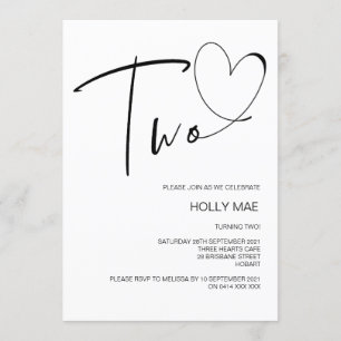 第2シンプル誕生日招待状2つのハート金ゴールド 招待状