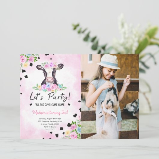 第2バースデーカウフォト招待状 招待状 (スタンド正面)