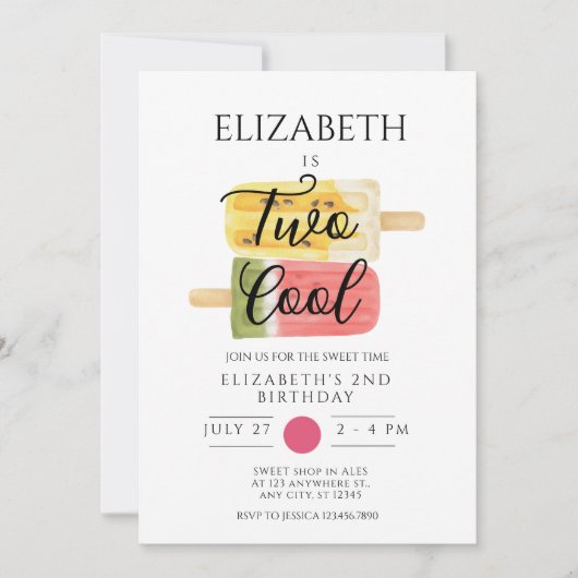第2バースデーサマーポップシクルアイスパーティー 招待状 (正面)