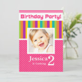 第2バースデーパーティ招待状のおもしろいのネオンの女の子 招待状 (スタンド正面)