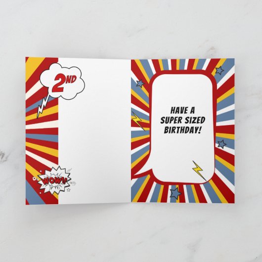 第2バースデーボーイスーパーヒーロー漫画テーマ カード (内部)