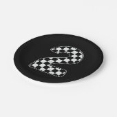 第2バースデー市松模様にタ第2カーレーシング国旗 ペーパープレート (アングル)