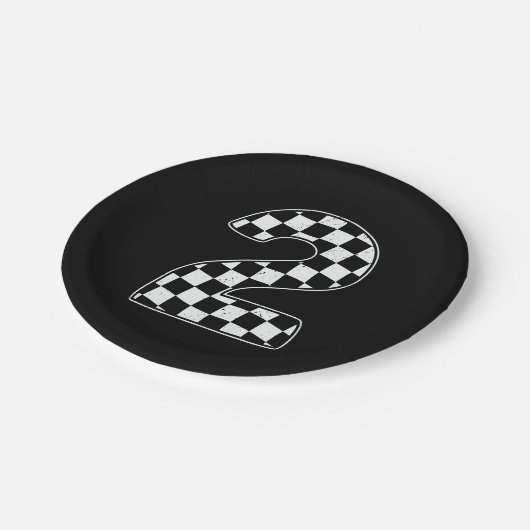 第2バースデー市松模様にタ第2カーレーシング国旗 ペーパープレート (アングル)