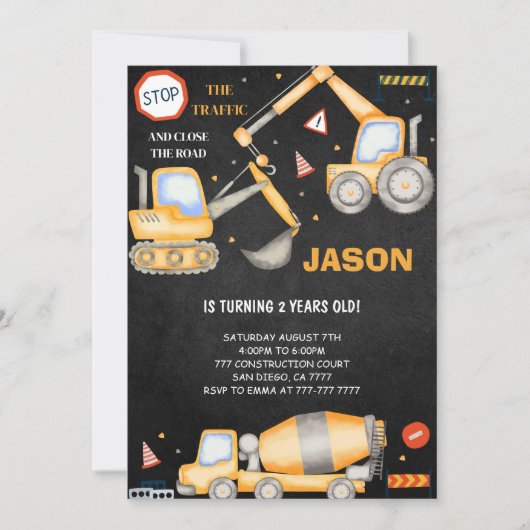 第2バースデー建築ボーイ招待状 招待状 (正面)