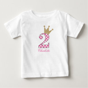 第2パーソナライズなBirthday PolkaのDots Glitterプリント ベビーTシャツ