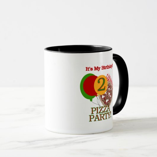 第2ピザパーティーの誕生日のTシャツおよびギフト マグカップ (正面右)