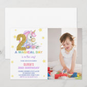 第2フローラUnicorn誕生日招待状（写真あり） 招待状 (正面/裏面)