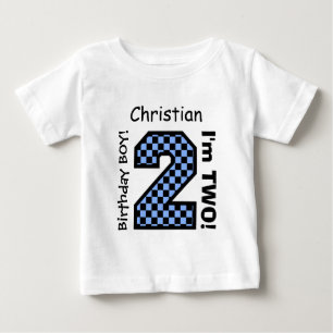第2ベビーの誕生日大きい数A26チェッカー ベビーTシャツ