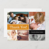 第2ベビー写真オレンジありがとう赤ちゃんシャワー 案内ポストカード (正面/裏面)