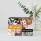 第2ベビー写真オレンジありがとう赤ちゃんシャワー 案内ポストカード (スタンド正面)