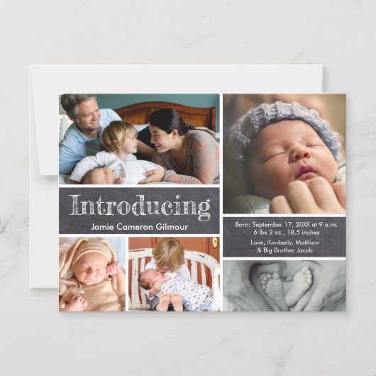 第2ベビー誕生写真コラージュのお知らせ マグネット招待状 (正面)