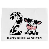 第2ユニセックス子供の誕生日牛 ラージペーパーバッグ (裏面)