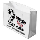 第2ユニセックス子供の誕生日牛 ラージペーパーバッグ (裏面アングル)
