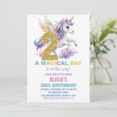 第2レインボーユニコーン誕生日招待状フライ 招待状 (スタンド正面)