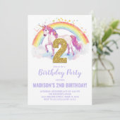 第2レインボーユニコーン誕生日招待状 招待状 (スタンド正面)