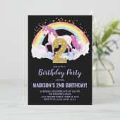 第2レインボーユニコーン誕生日招待状 招待状 (スタンド正面)
