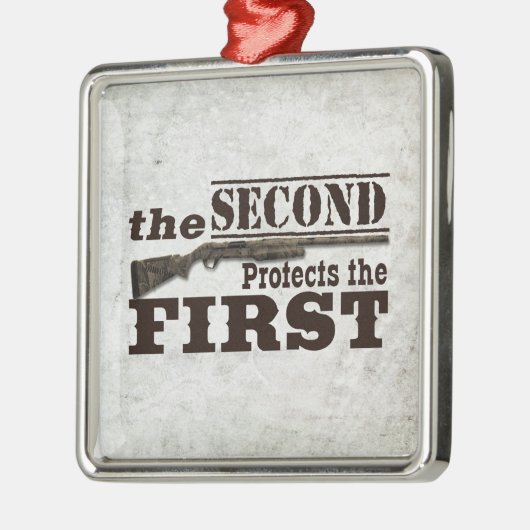 第2修正は米国憲法修正第一項を保護します メタルオーナメント (左)