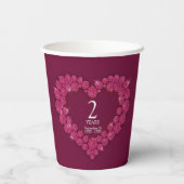 第2回ガーネット結婚のアニバーサリーハート写真レッド 紙コップ (裏面)