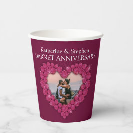 第2回ガーネット結婚のアニバーサリーハート写真レッド 紙コップ