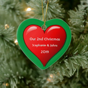 第2回クリスマス一緒かわいい赤いハート2019 セラミックオーナメント