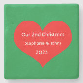 第2回クリスマス一緒かわいい赤いハート2023 ストーンコースター (正面)