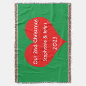 第2回クリスマス一緒かわいい赤いハート2023 スローブランケット (正面縦)