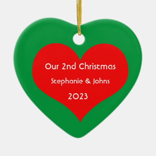 第2回クリスマス一緒かわいい赤いハート2023 セラミックオーナメント (正面)