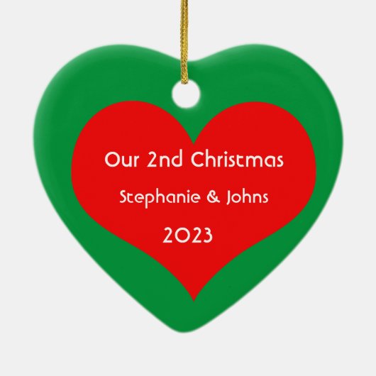 第2回クリスマス一緒かわいい赤いハート2023 セラミックオーナメント (裏面)