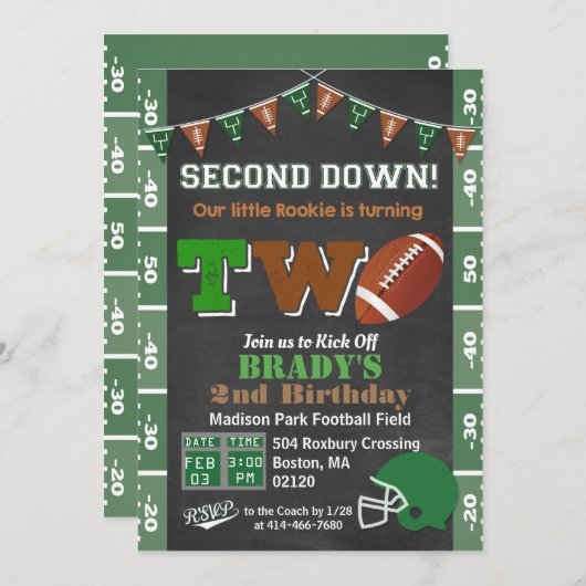 第2回バースデーサッカー誕生日パーティーの招待状 招待状 (正面/裏面)