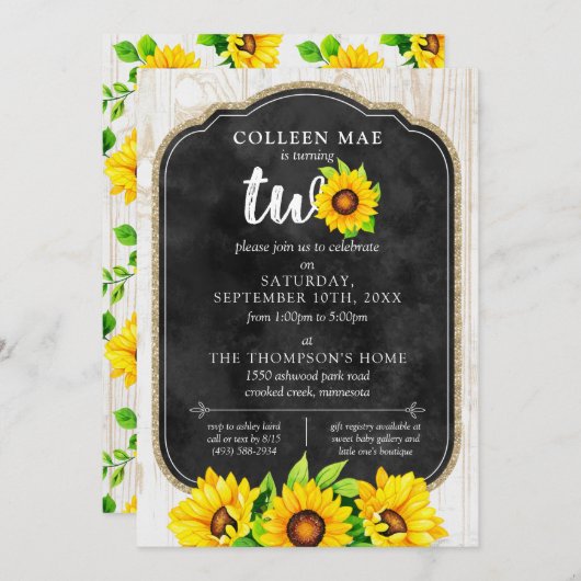 第2回バースデーヒマワリ素朴ー&ウッドカントリーファーム 招待状 (正面/裏面)