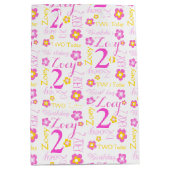 第2回バースデーピンク黄色名前をカスタムする抱き枕 ミディアムペーパーバッグ (正面)