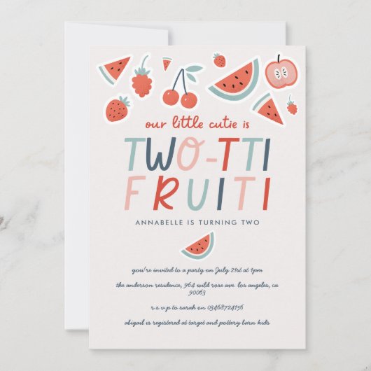 第2回バースデーフルーツ赤い夏の子供たちのパーティー 招待状 (正面)