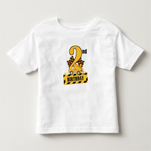 第2回バースデーブラック&イエロー建築トラック トドラーTシャツ (正面)
