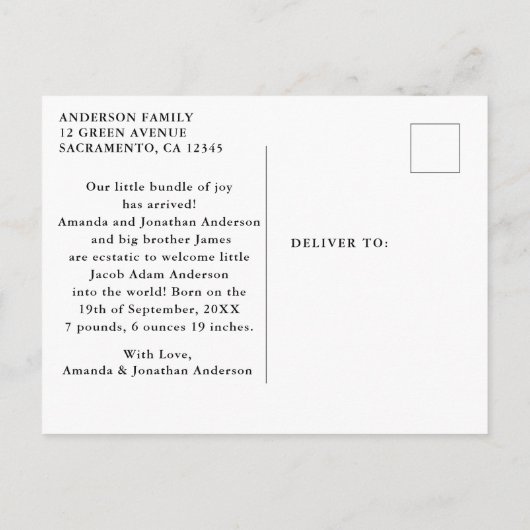 第2回ベビー写真誕生発表 案内ポストカード (裏面)