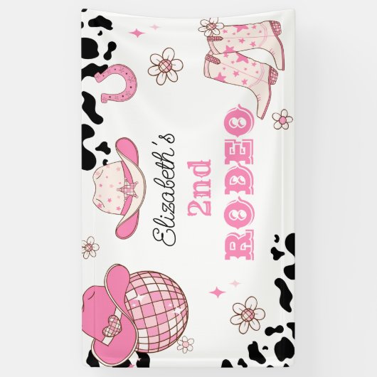 第2回ロデオ女性のカーボーイウェスタン誕生日パーティー 横断幕 (縦)